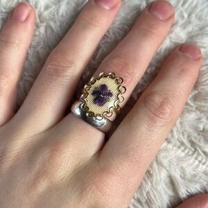 Adorable Cross Stitched Flower Ring